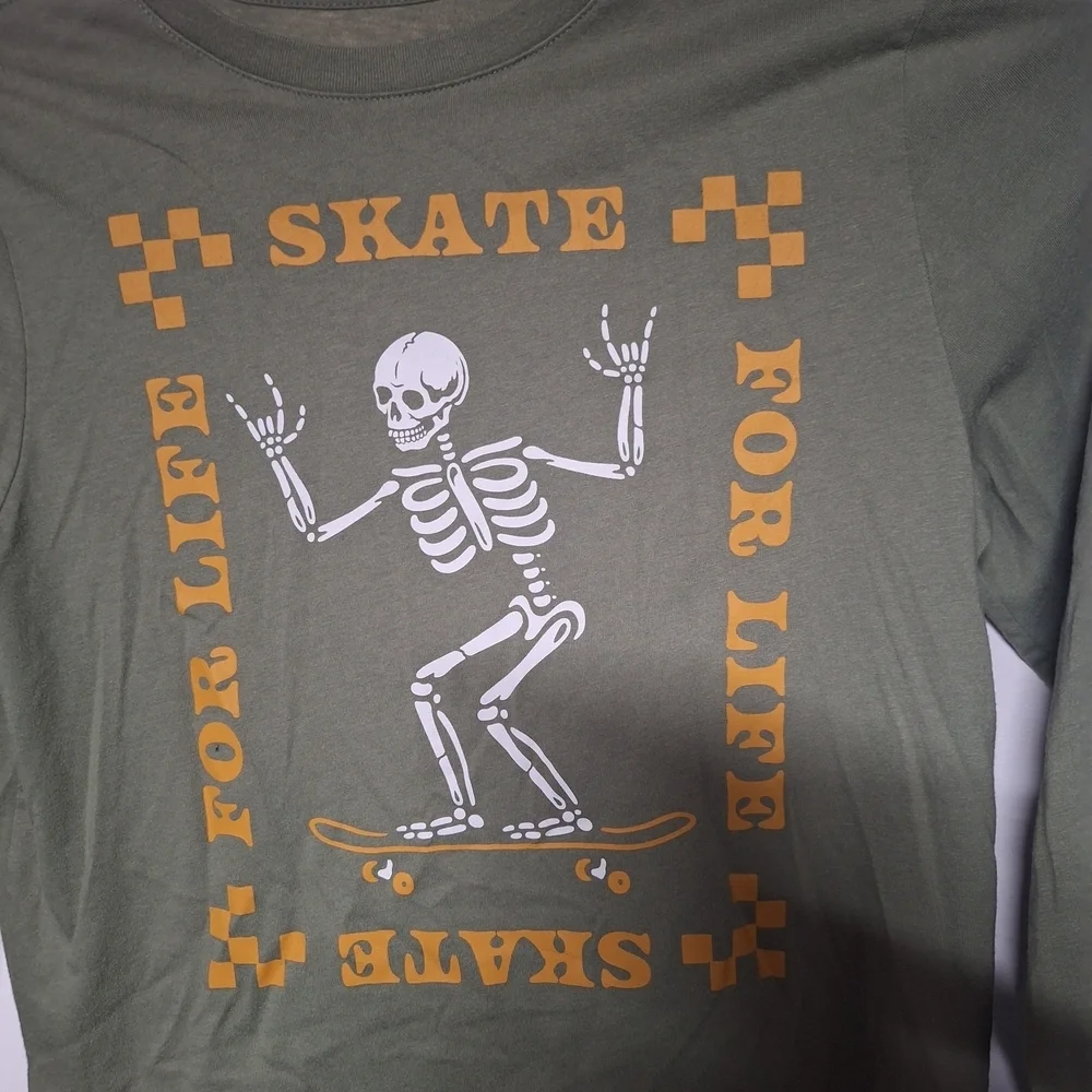 Wonder Nation  2 T- Shirt Bundle Blue Tee with Skeleton and Orange Skateboard
